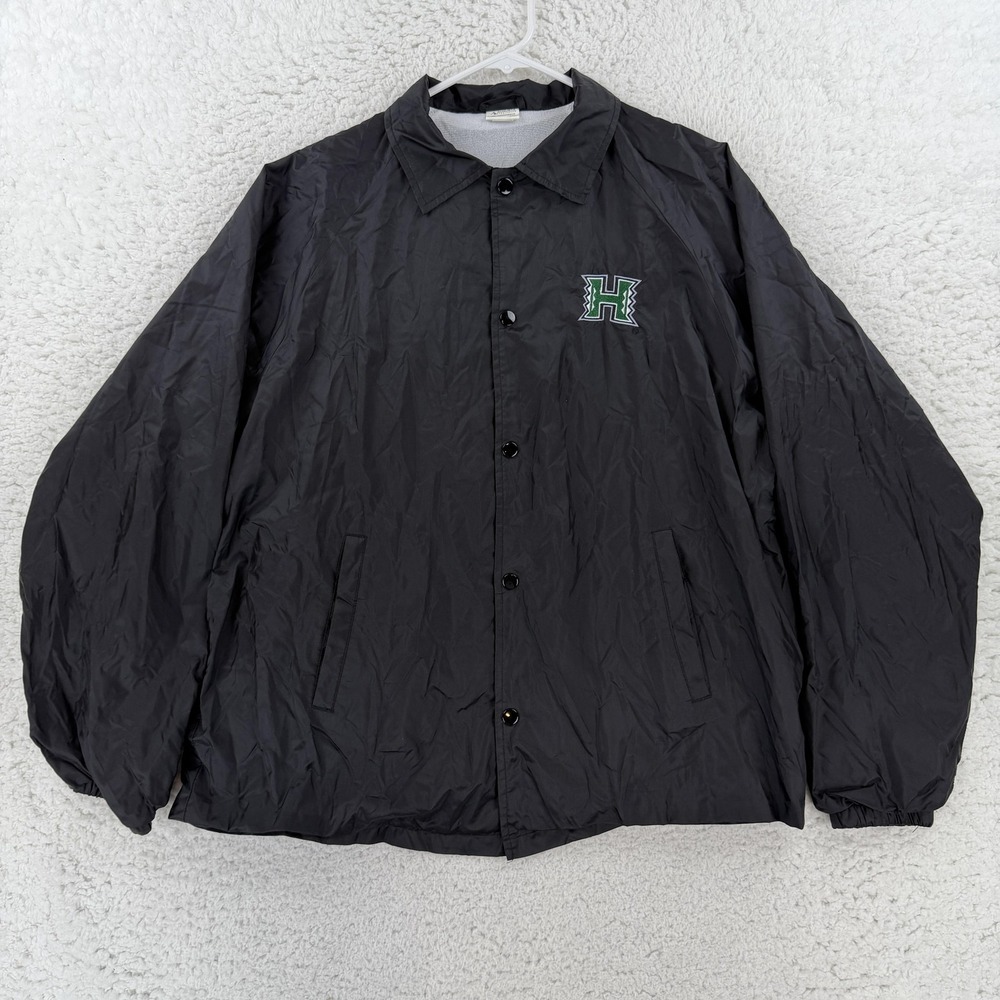 Vintage Hawaii Rainbow Warriors Jacket Mens Large Black NCAA Windbreaker Augusta